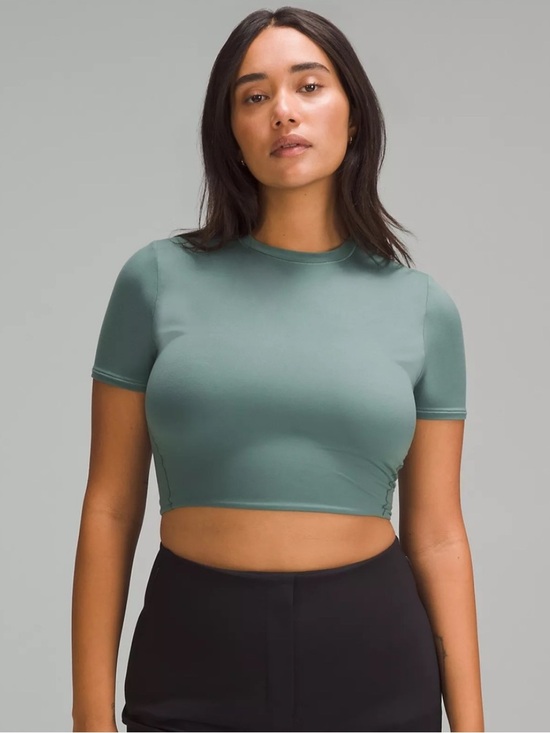 lululemon athletica Tops - Lululemon Wundermost Ultra-Soft Nulu Crewneck Cropped T-Shirt Size XS Forest